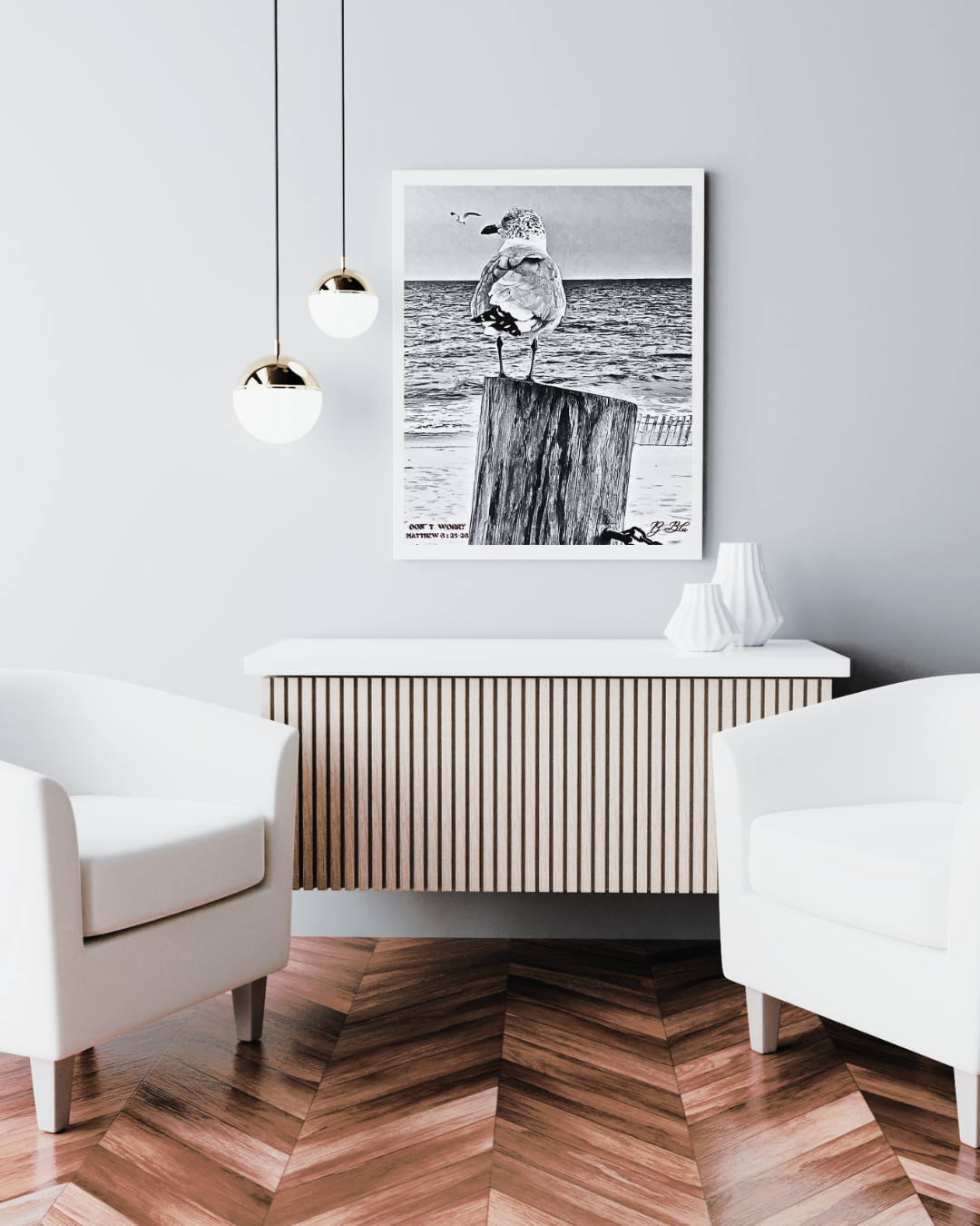 DON`T WORRY/ MATTHEW 6:25-26/ NOIR/ WHITE FRAME