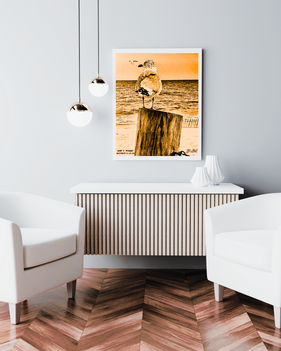 DON`T WORRY/ MATTHEW 6:25-26/ RUSTIQ/ WHITE FRAME