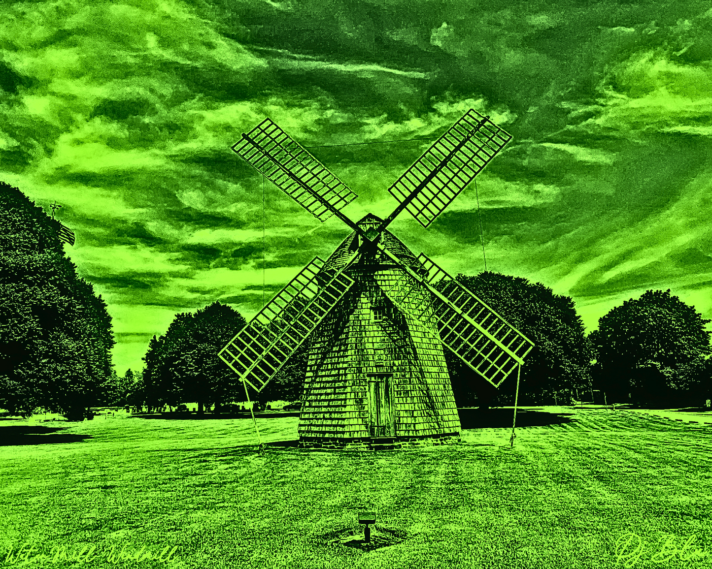 WATER MILL WINDMILL/ GREEN